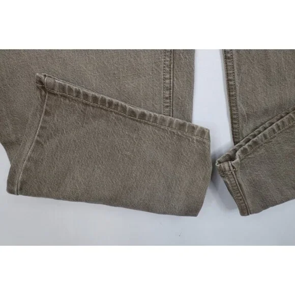 Vintage LL Bean Mens 34x30 Faded Stonewash Wide Leg Denim Jeans Beige Cotton